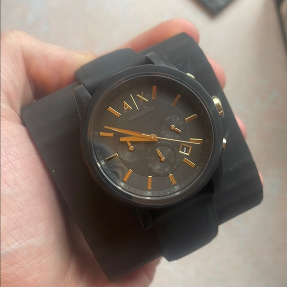Armani Exchange Men's Black and Gold Watch - Picture 2 of 2